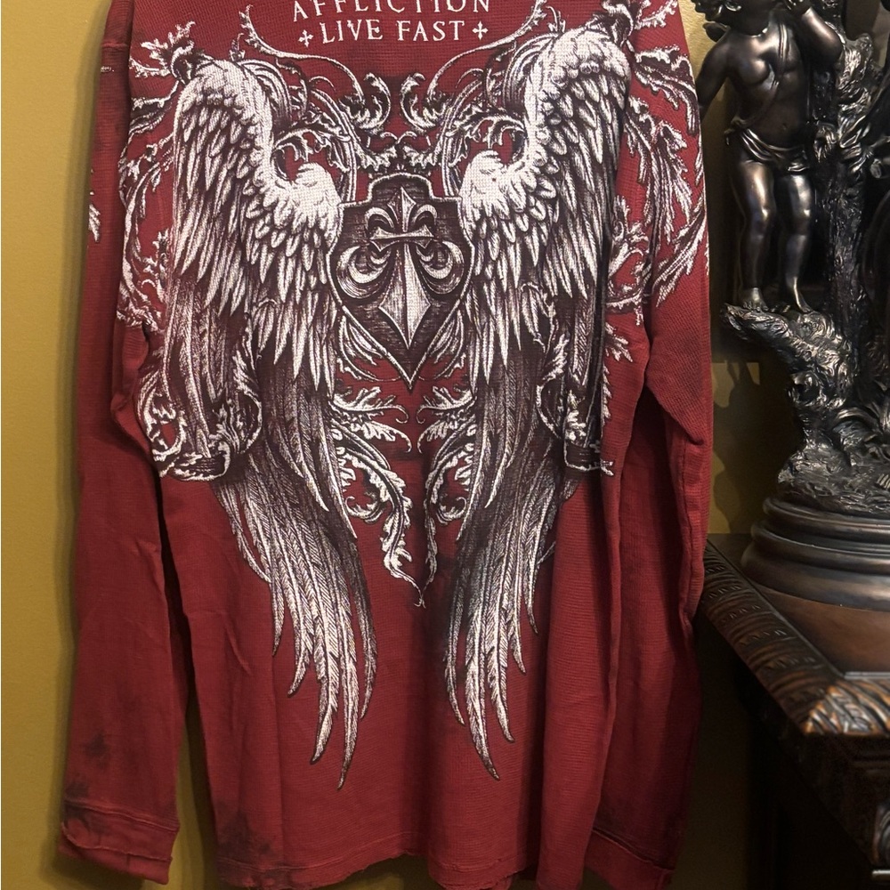 Affliction Crewneck Sweater in Burgundy - Picture 7 of 7